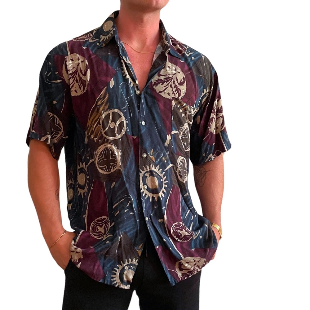 Organic Pattern Flowy Button Down - image 5